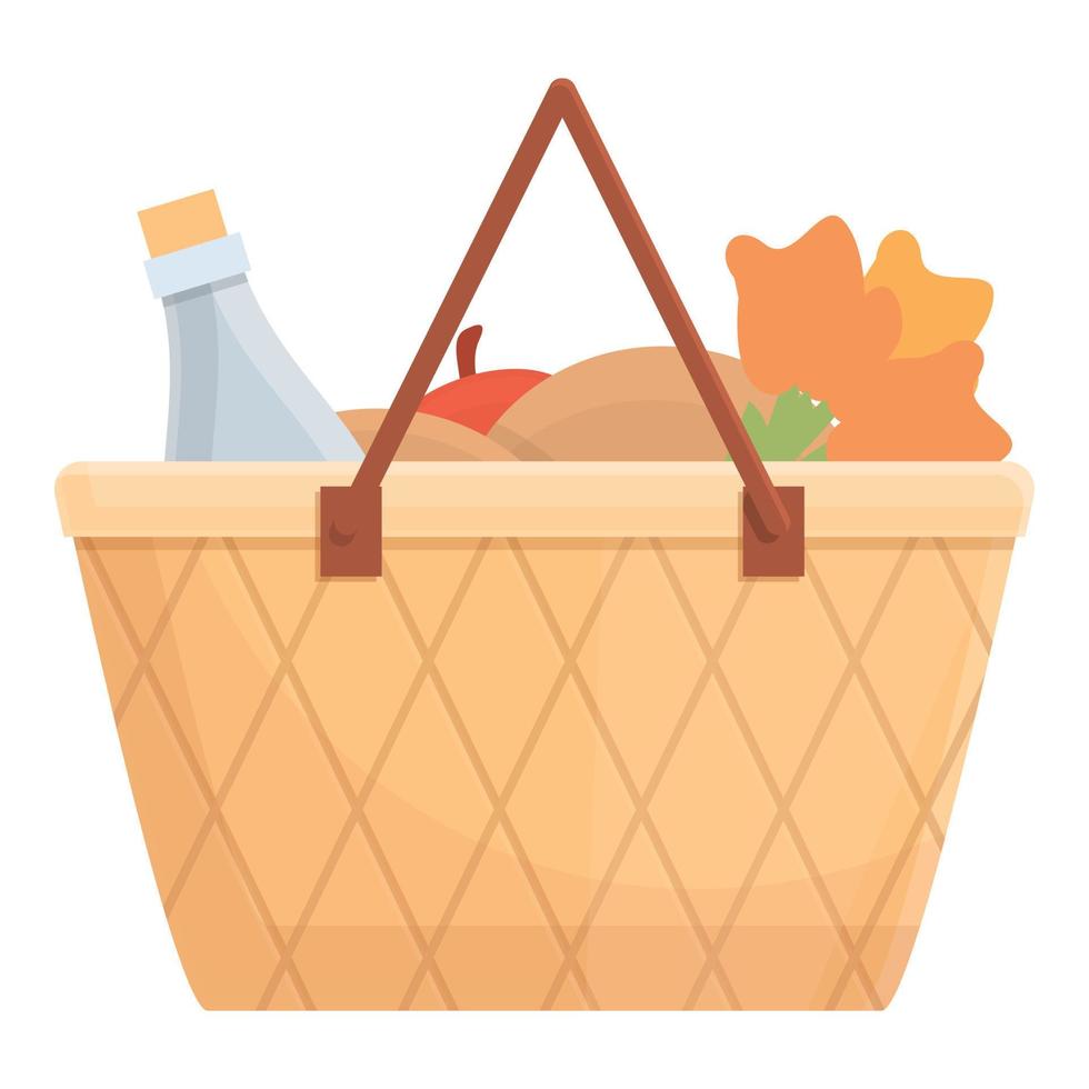 Food basket icon, cartoon and flat style vector