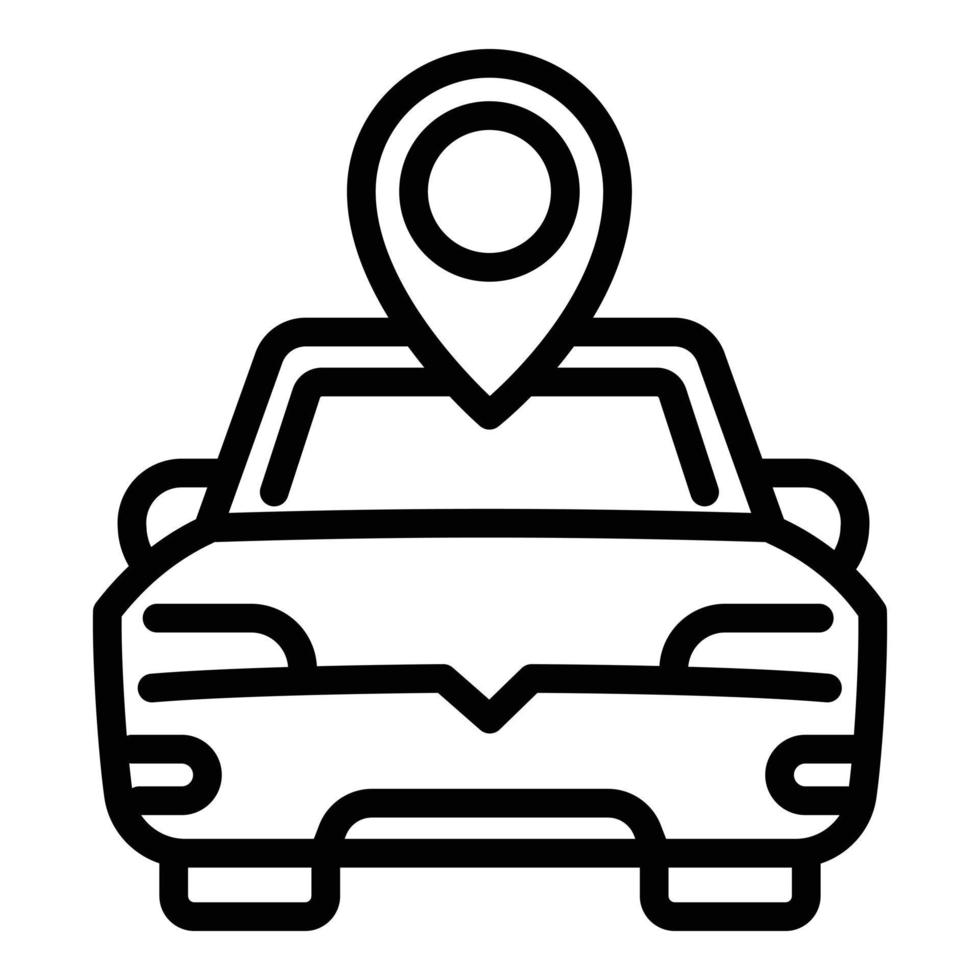 mapa de ubicación icono para compartir coche, estilo de contorno vector