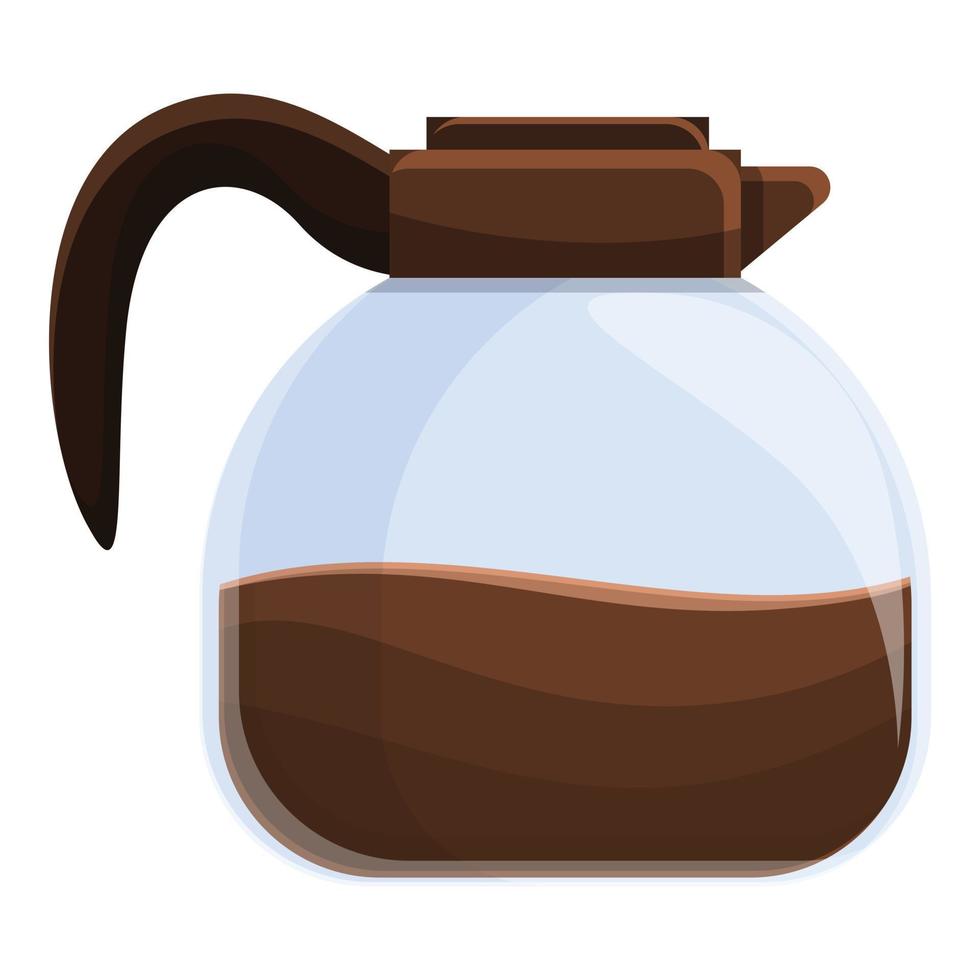 Coffee glass pot icon, cartoon style vector