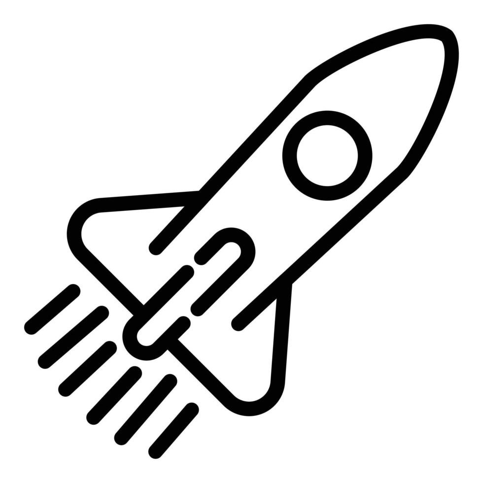Flying space rocket icon, outline style vector