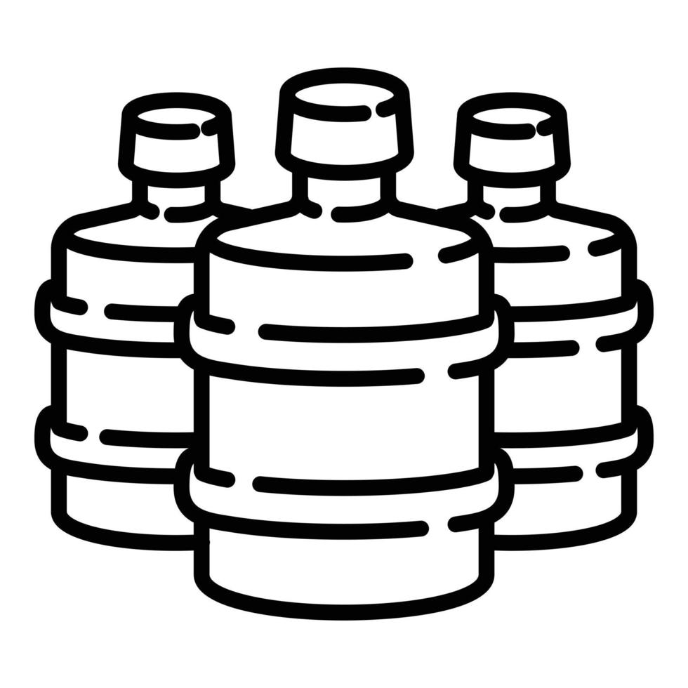 Empty cooler water bottles icon, outline style vector