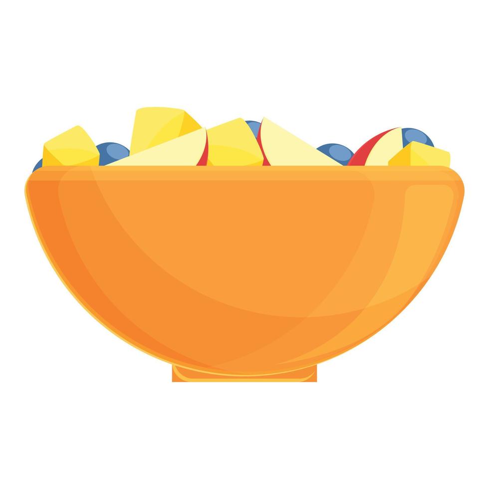 Home fruit salad icon, cartoon style vector