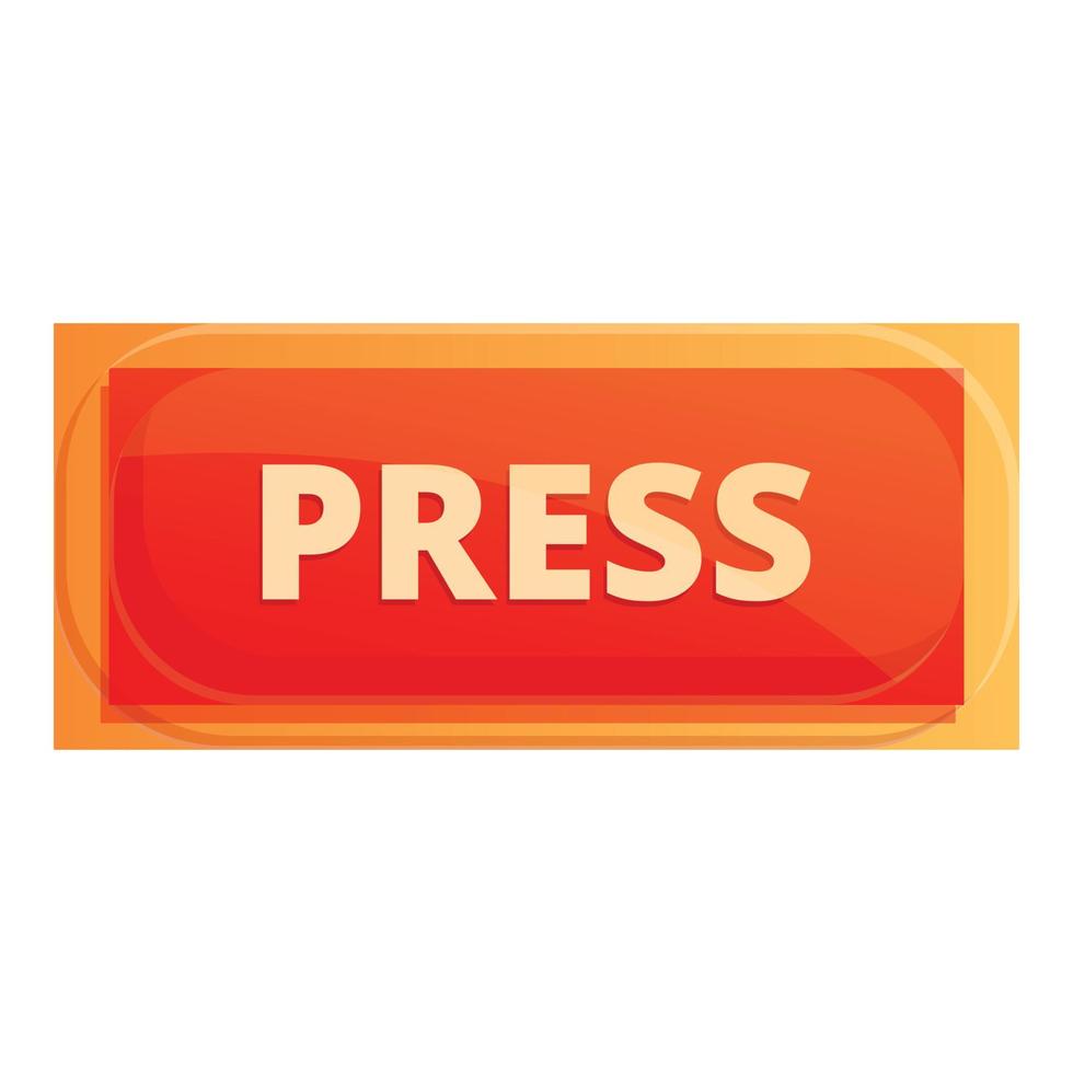 Press interface button icon, cartoon style vector