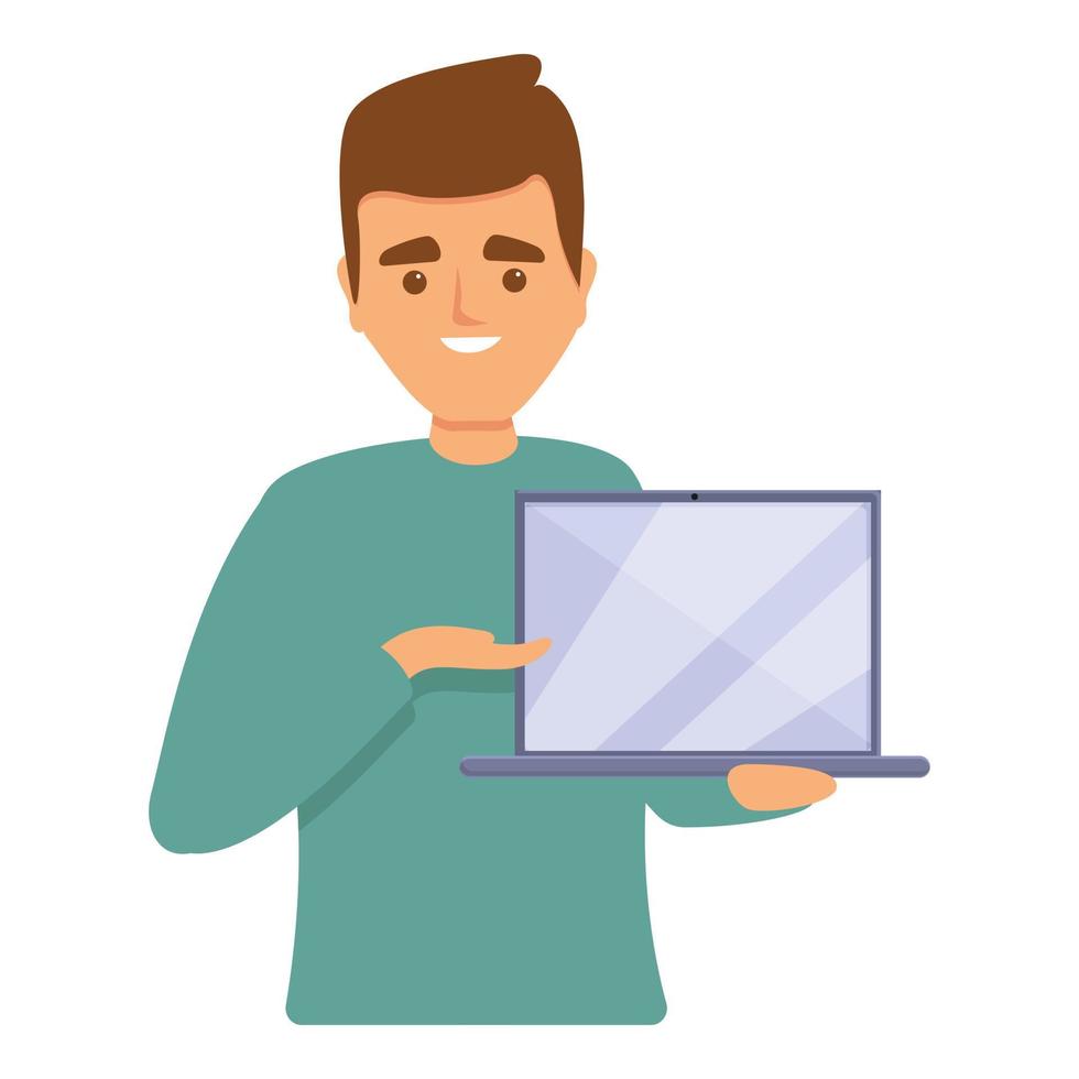 Online personal assistant icon, cartoon style vector