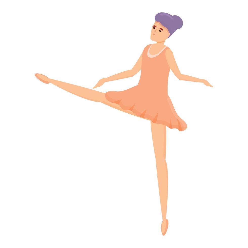 Cute ballerina icon, cartoon style vector