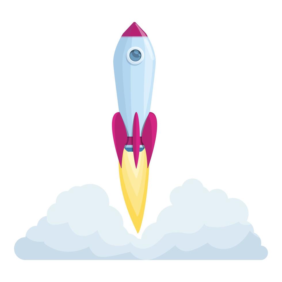 Spacecraft launch crash icon, cartoon style vector