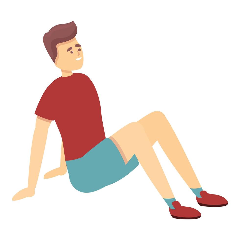 Resting boy gym icon cartoon vector. Workout health vector