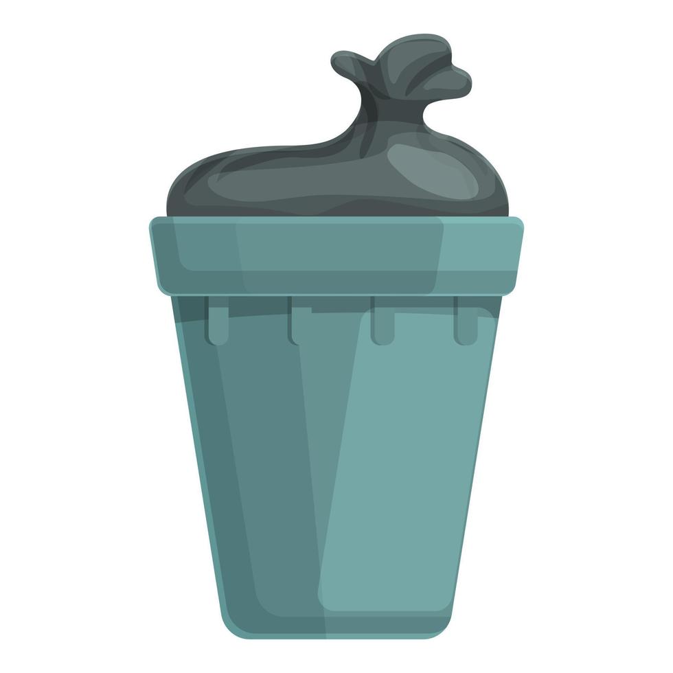 Plastic garbage bin icon cartoon vector. Waste bag vector