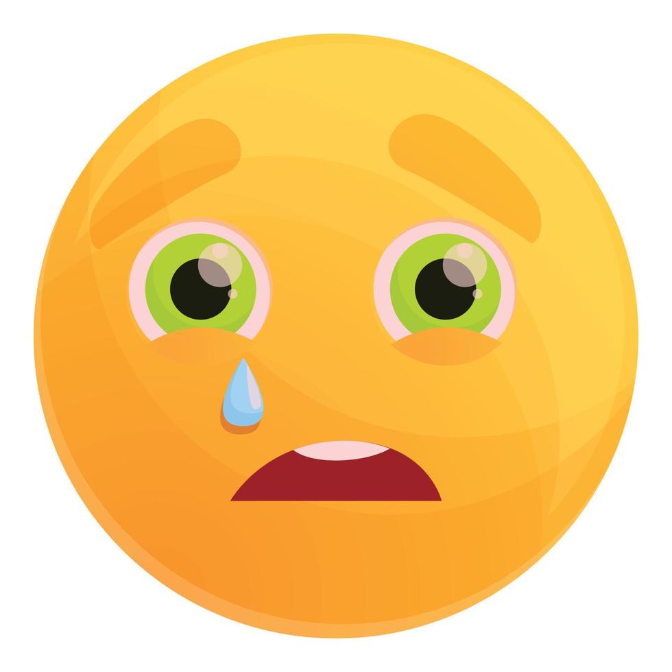 Upset emoticon icon, cartoon style vector