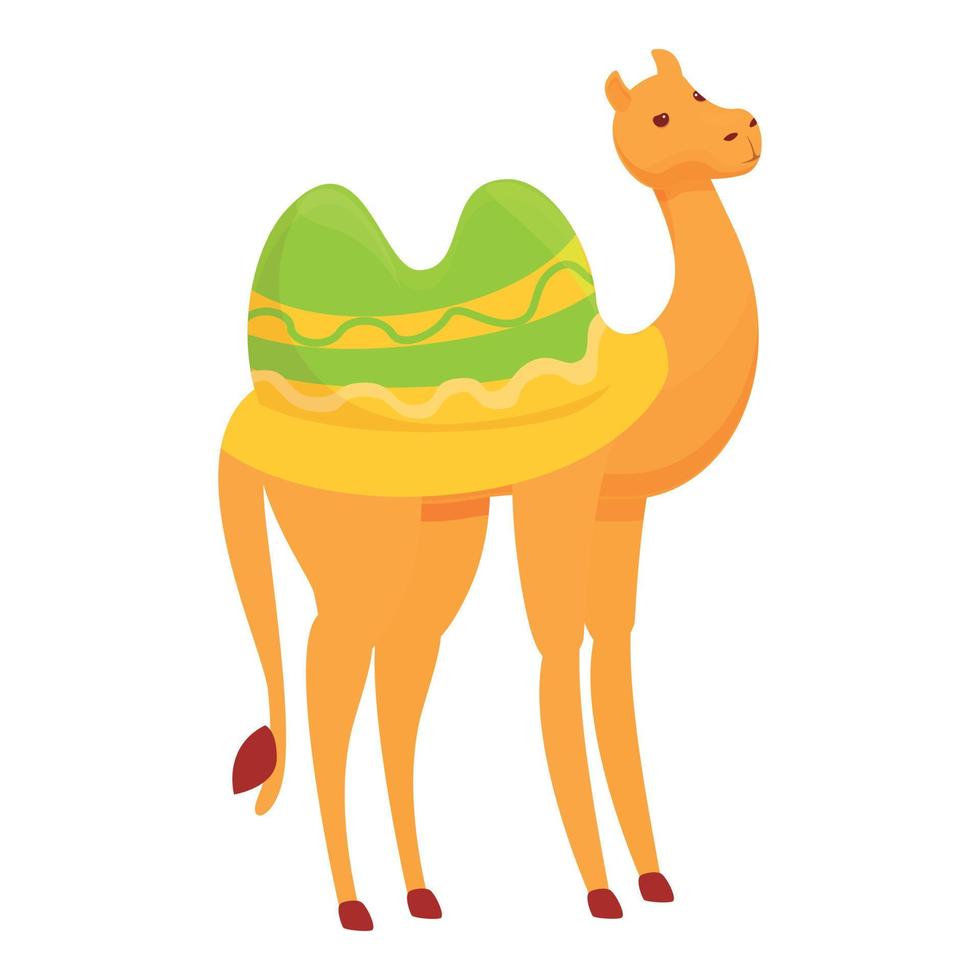 Travel camel icon, cartoon style vector