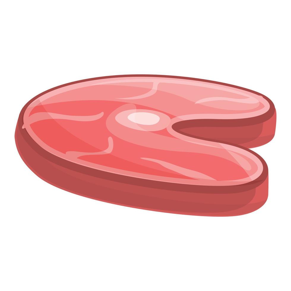 Red fish slice icon, cartoon style vector