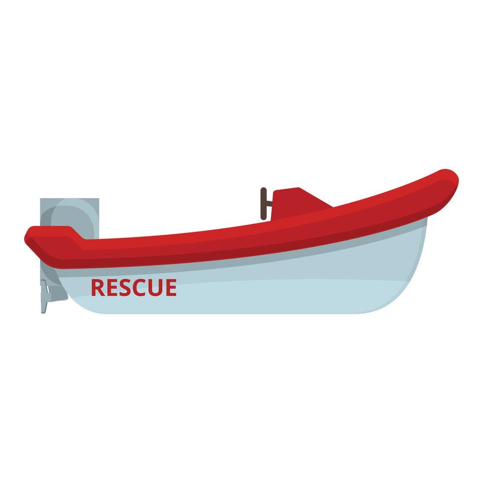 icono de bote de rescate de motor, estilo de dibujos animados vector
