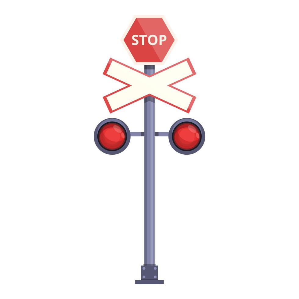 Railway stop level icon cartoon vector. Railroad traffic vector