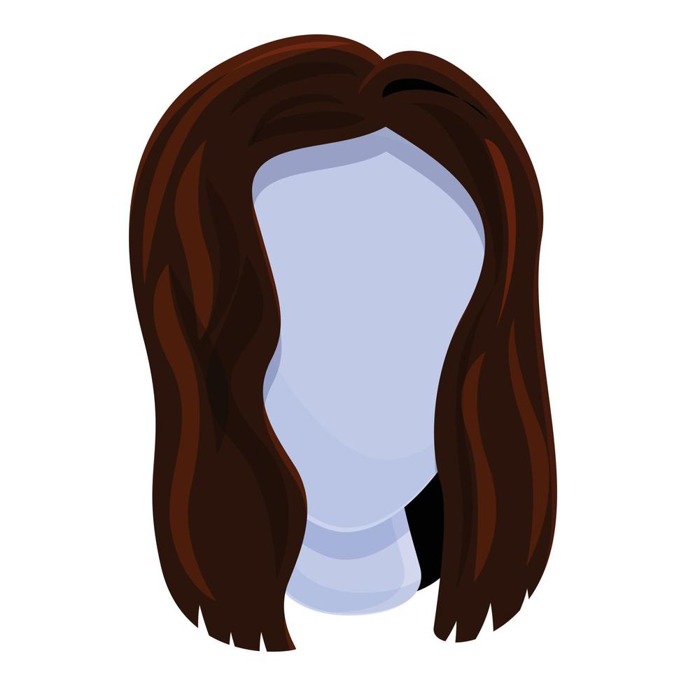 Long wig icon, cartoon style vector