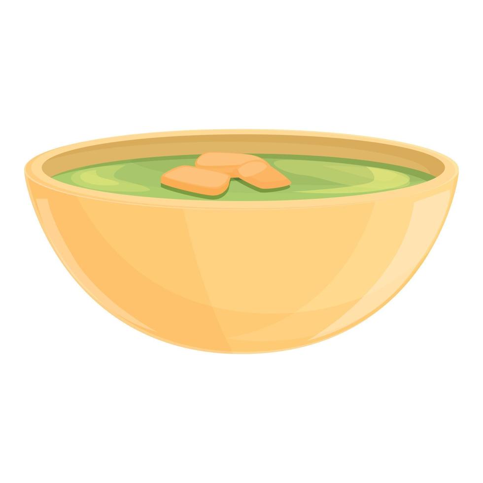 Broccoli cream soup icon cartoon vector. Hot bowl vector