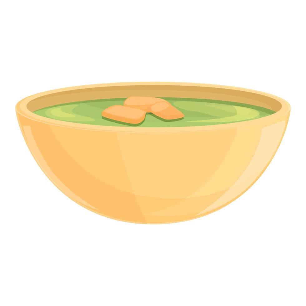 vector de dibujos animados de icono de sopa de crema de brócoli. cuenco caliente