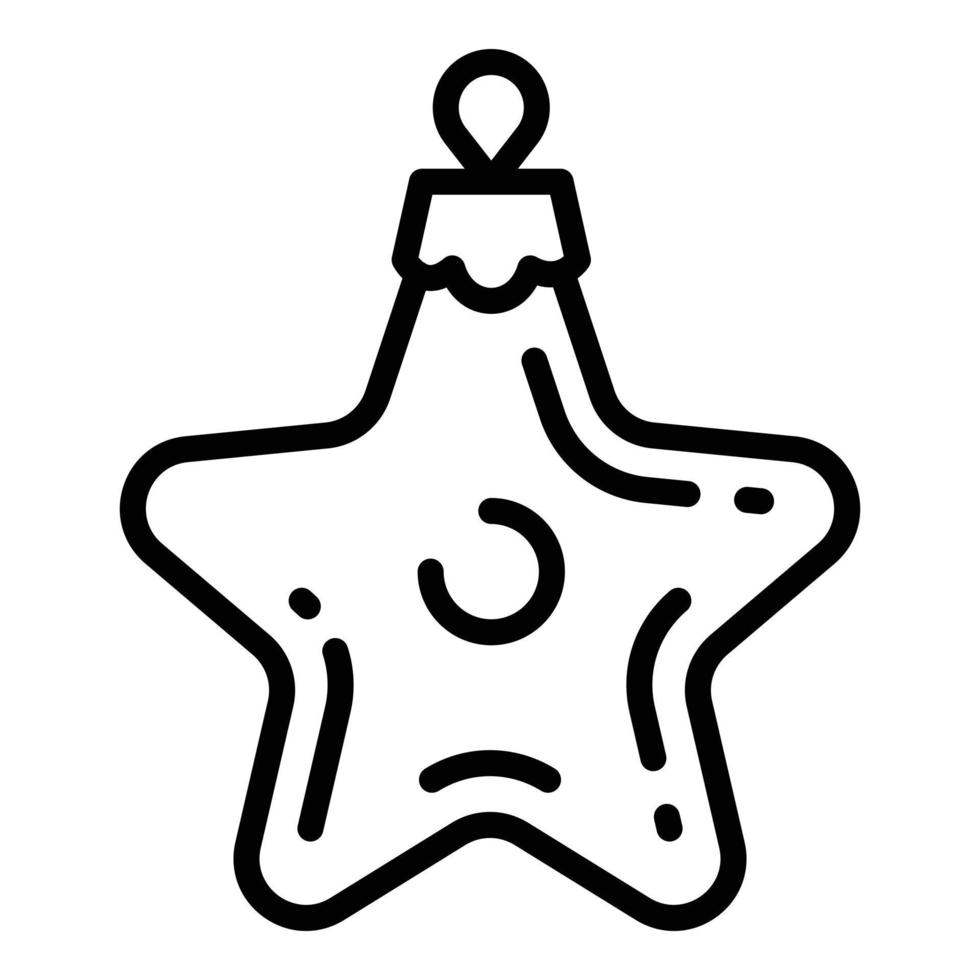 Christmas green star tree toy icon, outline style vector