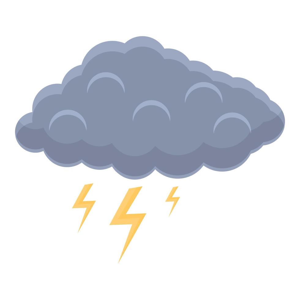 icono de rayo de nube, estilo de dibujos animados vector