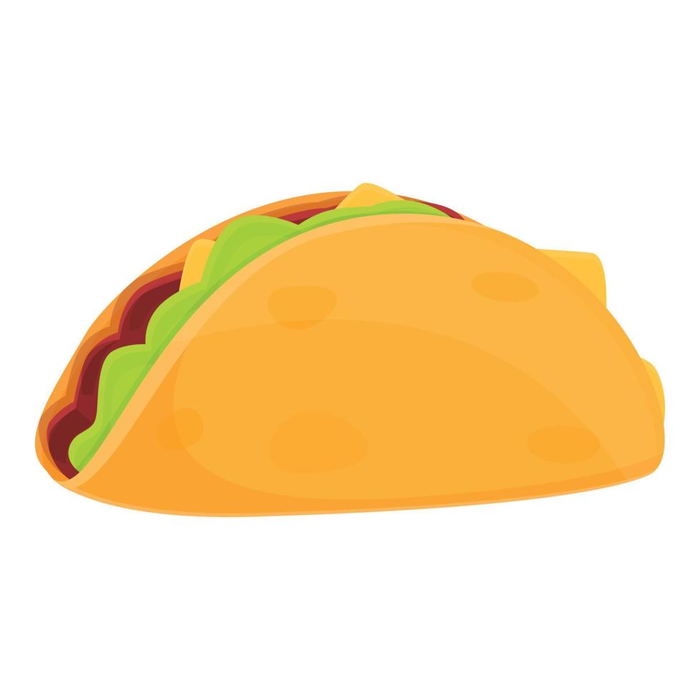 Crispy taco icon, cartoon style vector