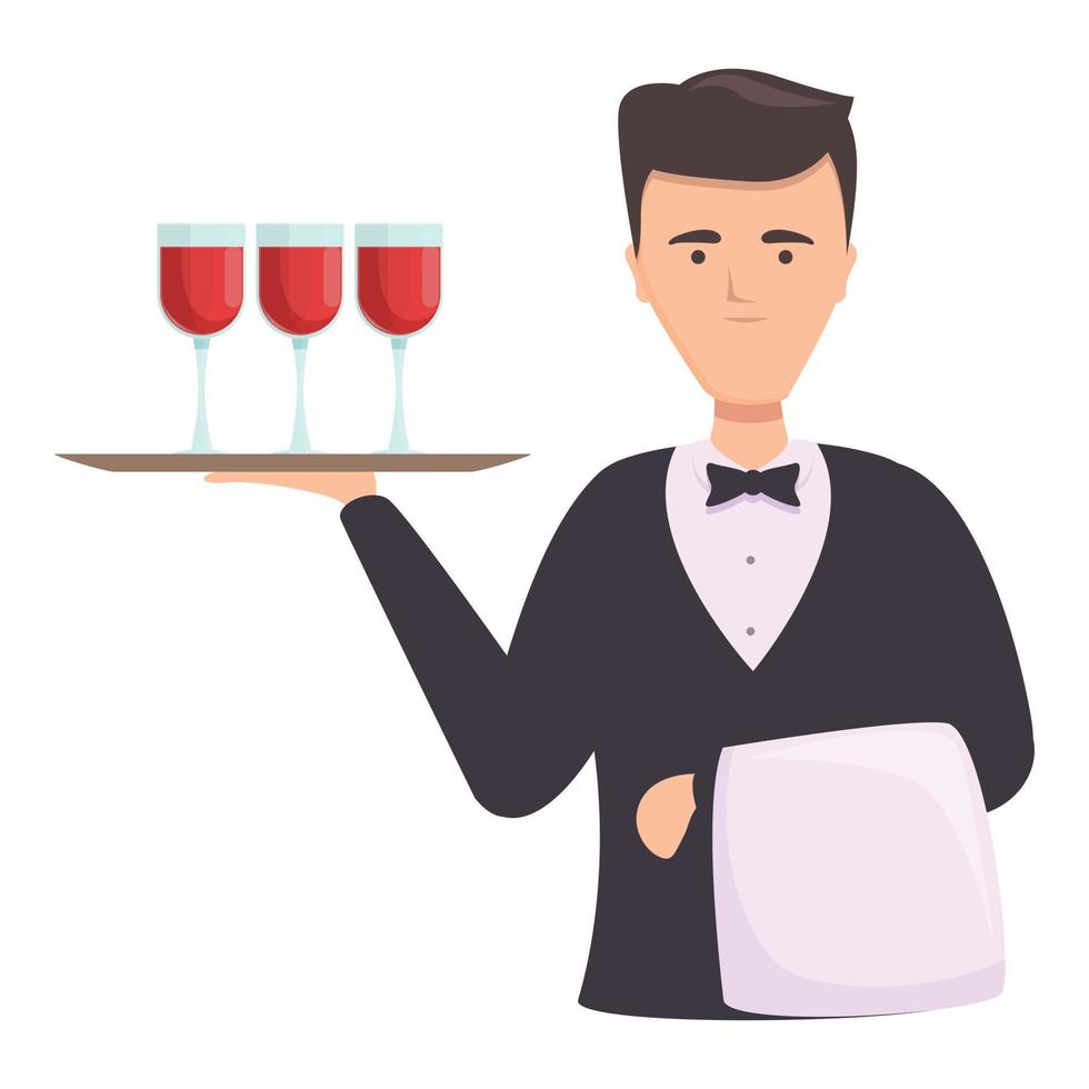 vector de dibujos animados de icono de sommelier elegante. Copa de vino