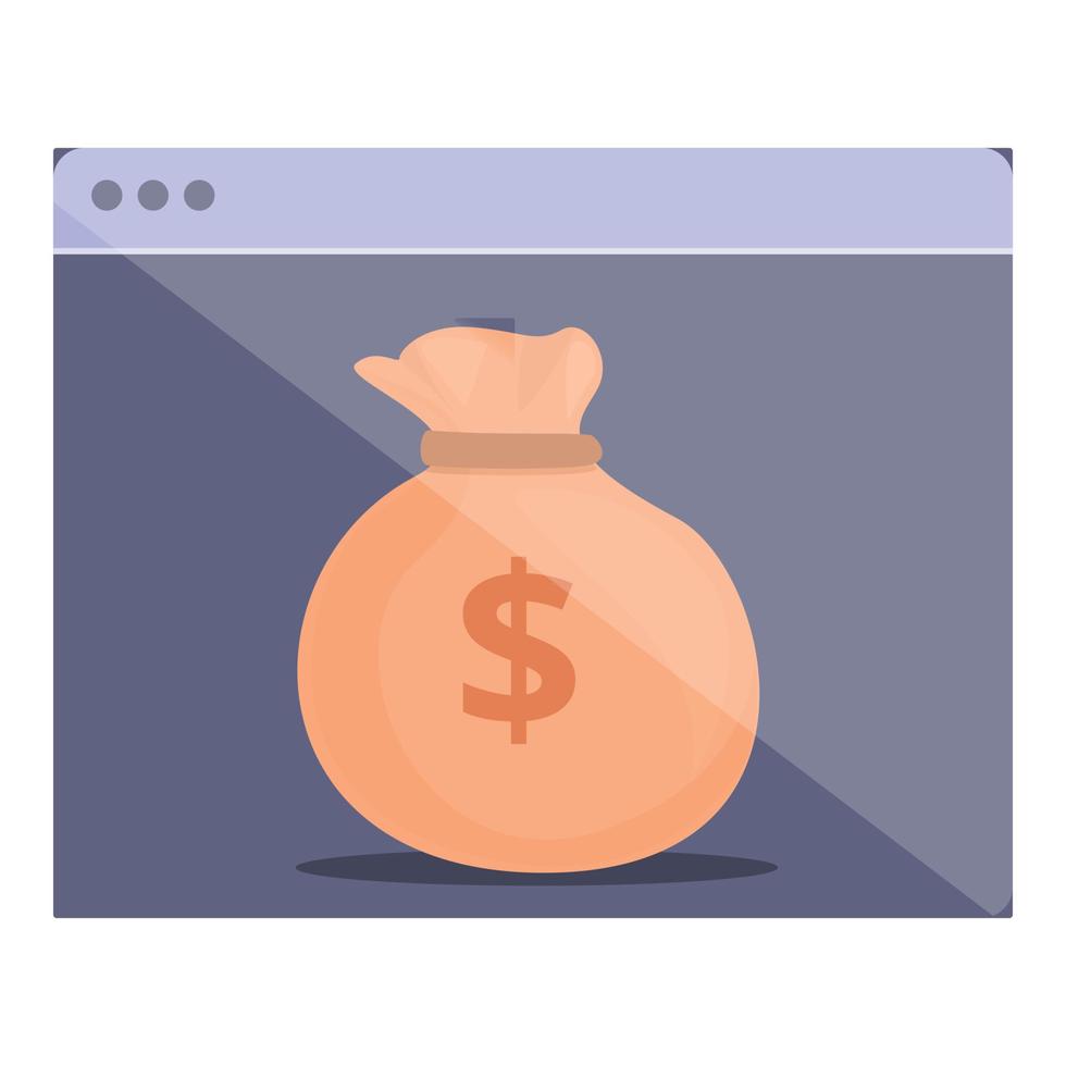 vector de dibujos animados de icono de bolsa de dinero en línea web. monetizar blogs