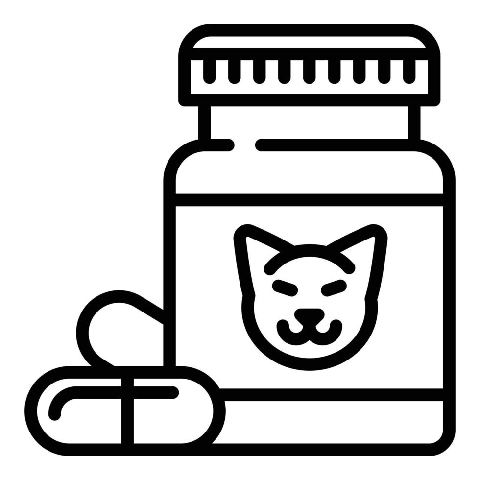 icono de tarro de pastillas para mascotas, estilo de esquema vector