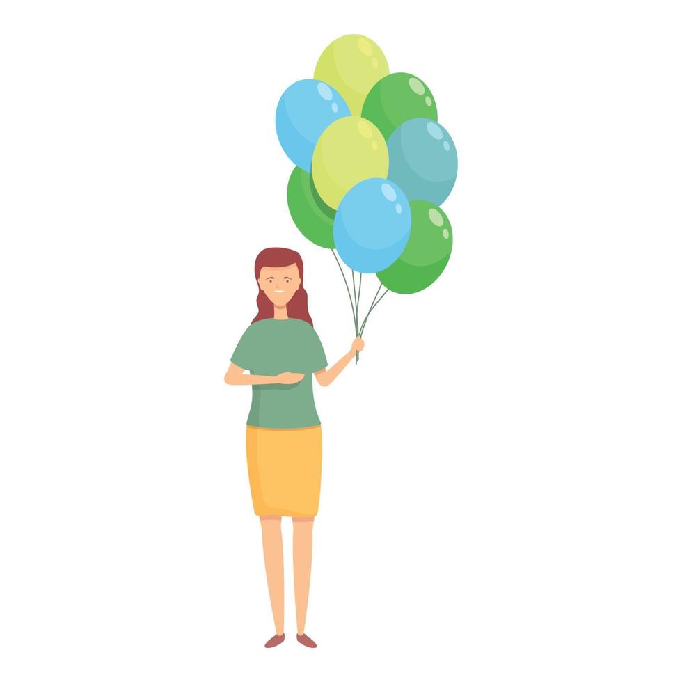 Girl balloon seller icon cartoon vector. Street selling vector