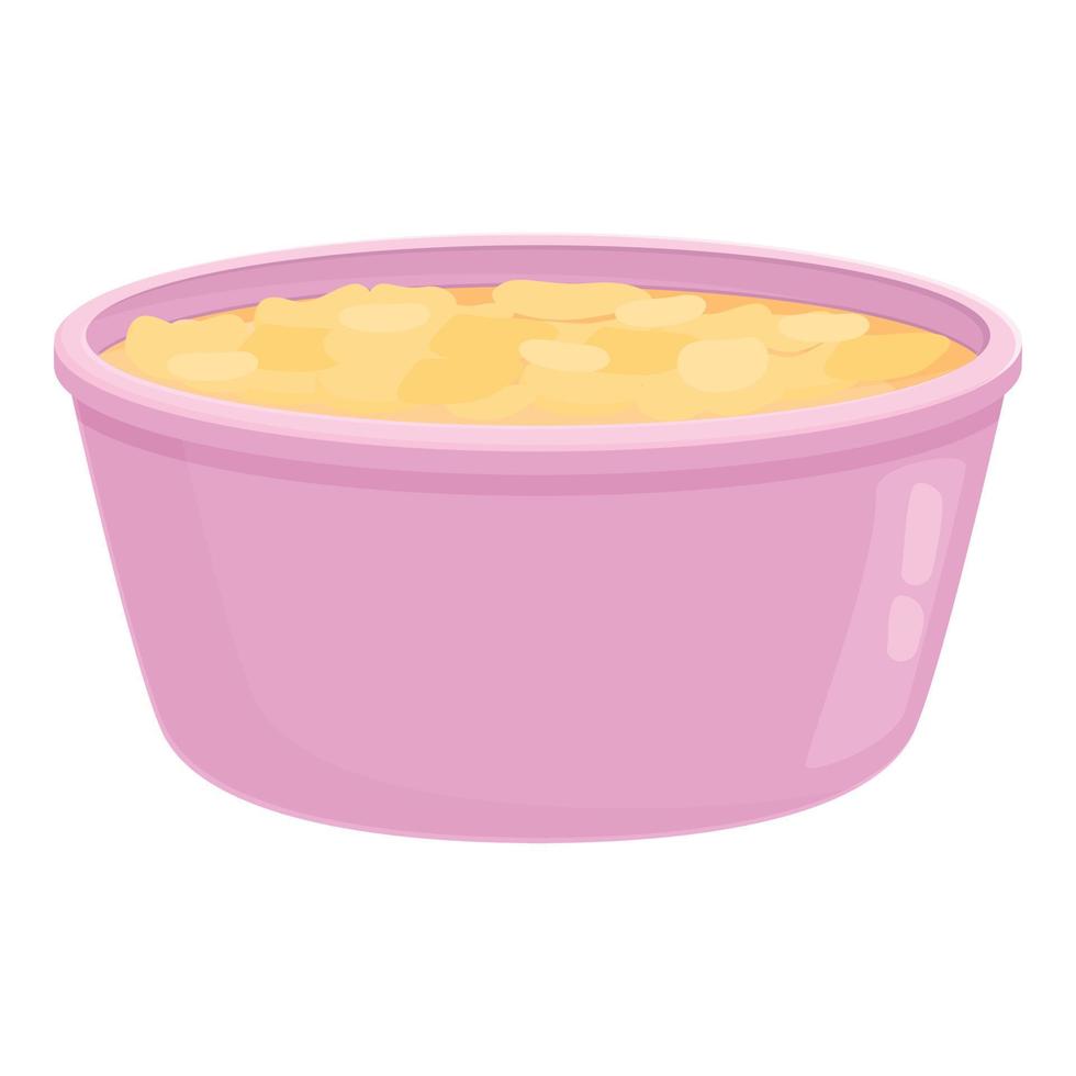 vector de dibujos animados de icono de desayuno de cereales de comida. tazón de leche