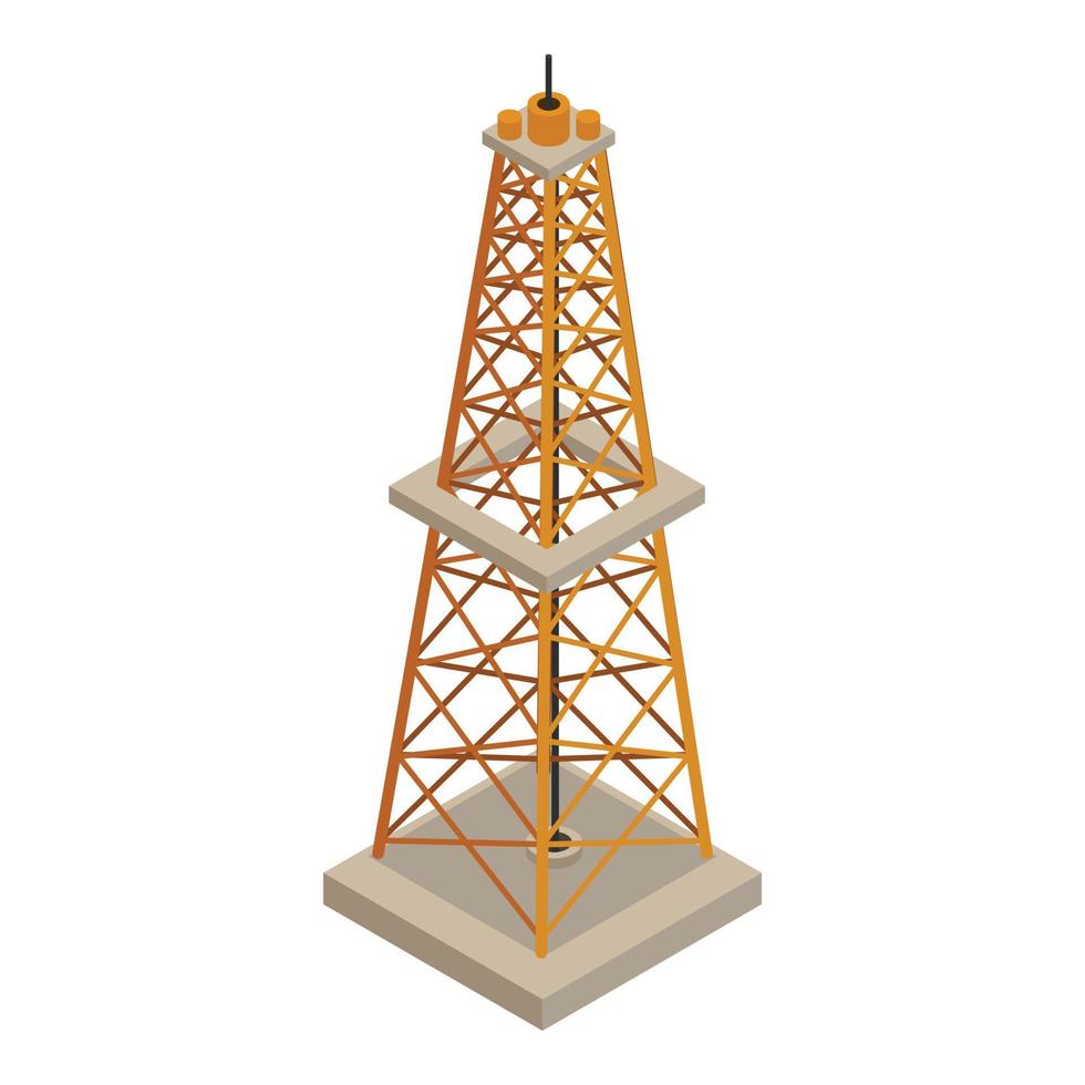 Oil tower icon, isometric style vector