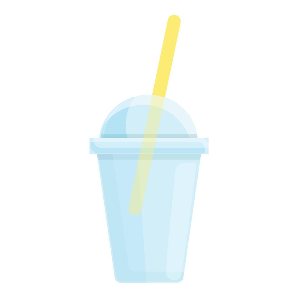 Shake plastic glass icon, cartoon style vector