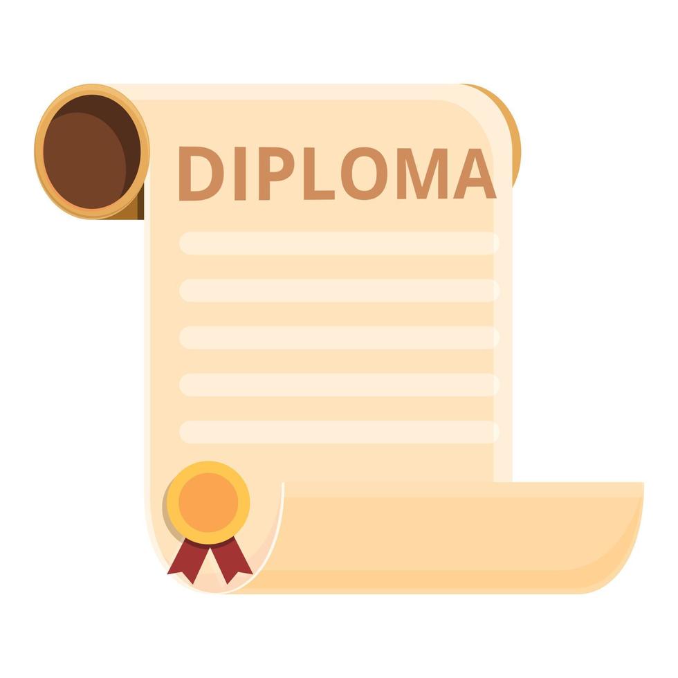 Degree diploma icon, cartoon style vector