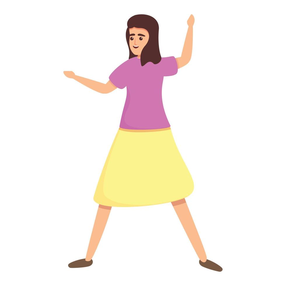 Active playing girl icon, cartoon style vector