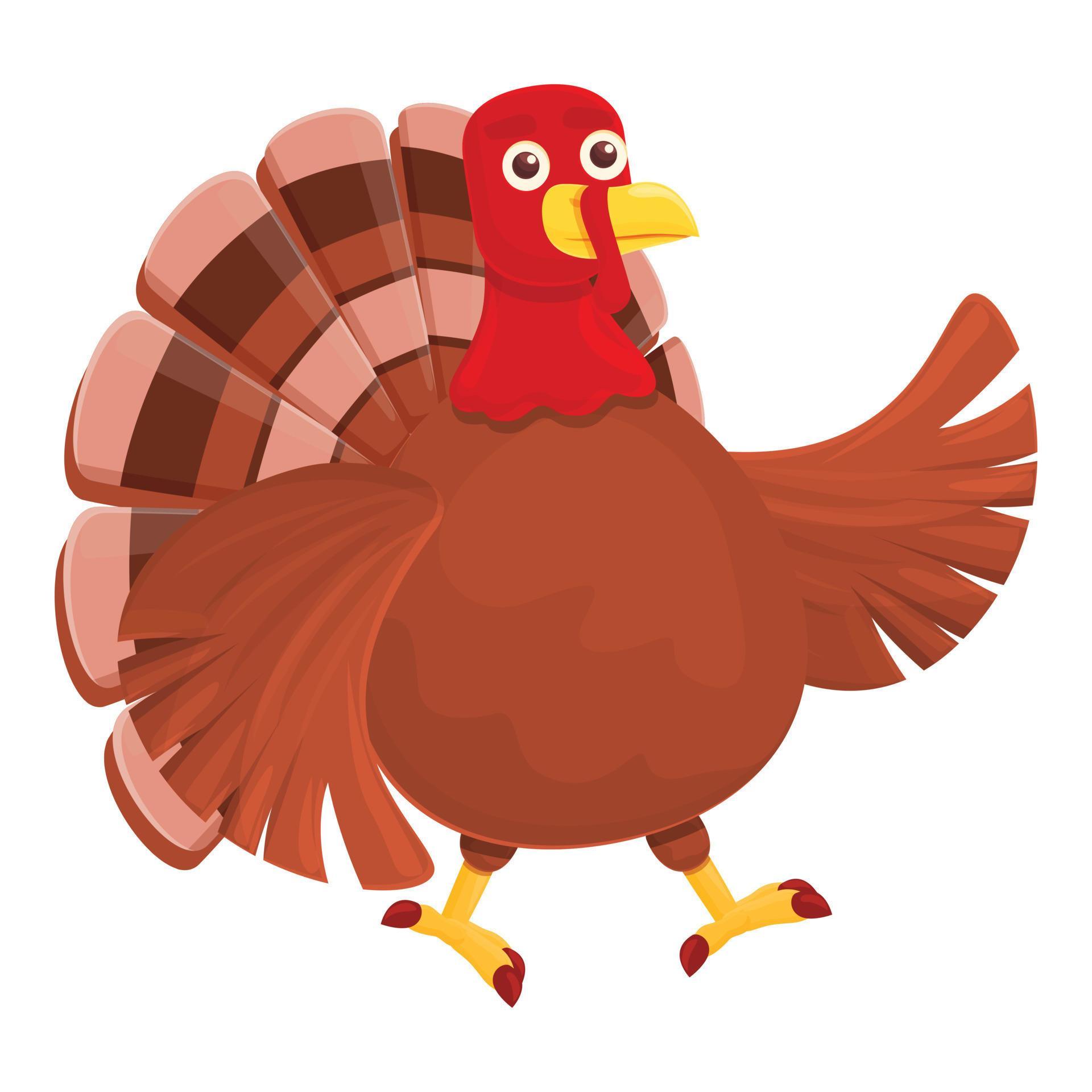 Thanksgiving turkey walking icon, cartoon style 14309184 Vector Art at
