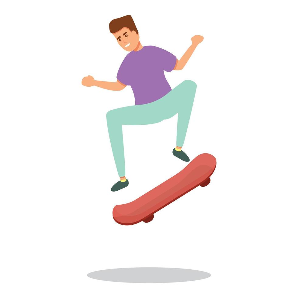 icono de salto divertido de skate, estilo de dibujos animados vector