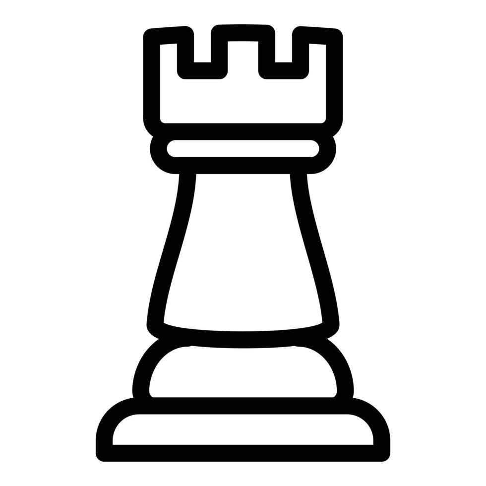 icono de pieza de torre de ajedrez, estilo de esquema vector