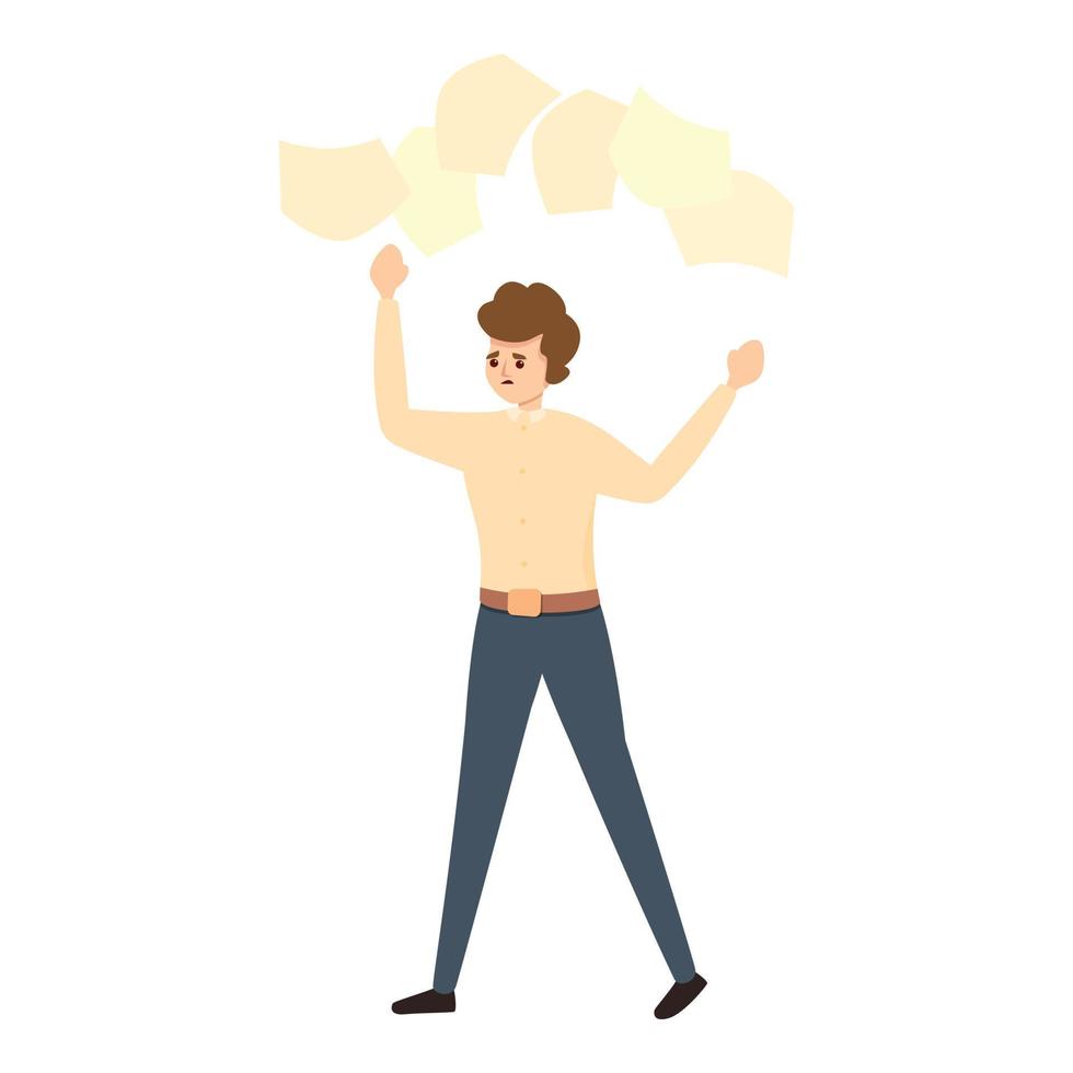 Rush job paper work icon, cartoon style vector