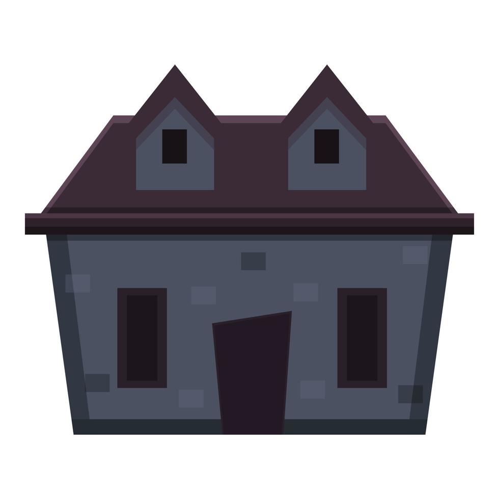 Spooky creepy house icon, cartoon style vector
