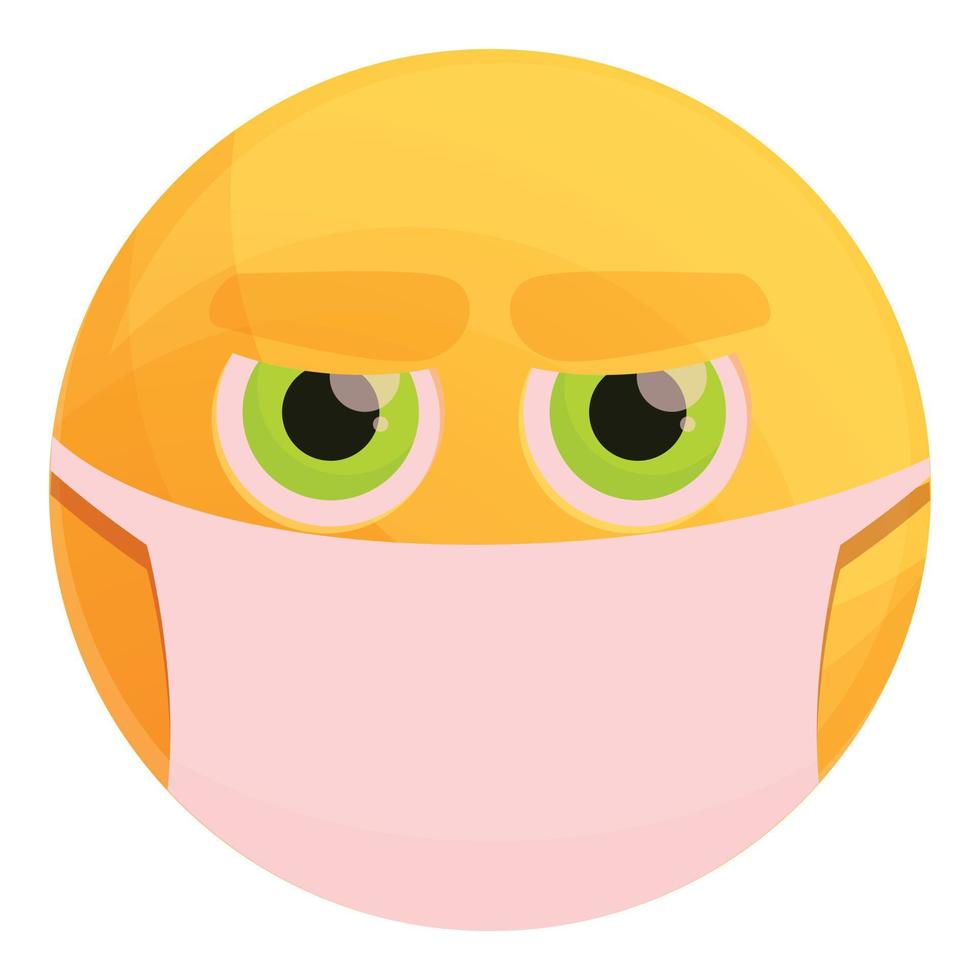 Masked emoticon icon, cartoon style vector