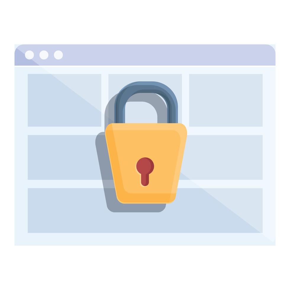 Web page password protection icon, cartoon style vector