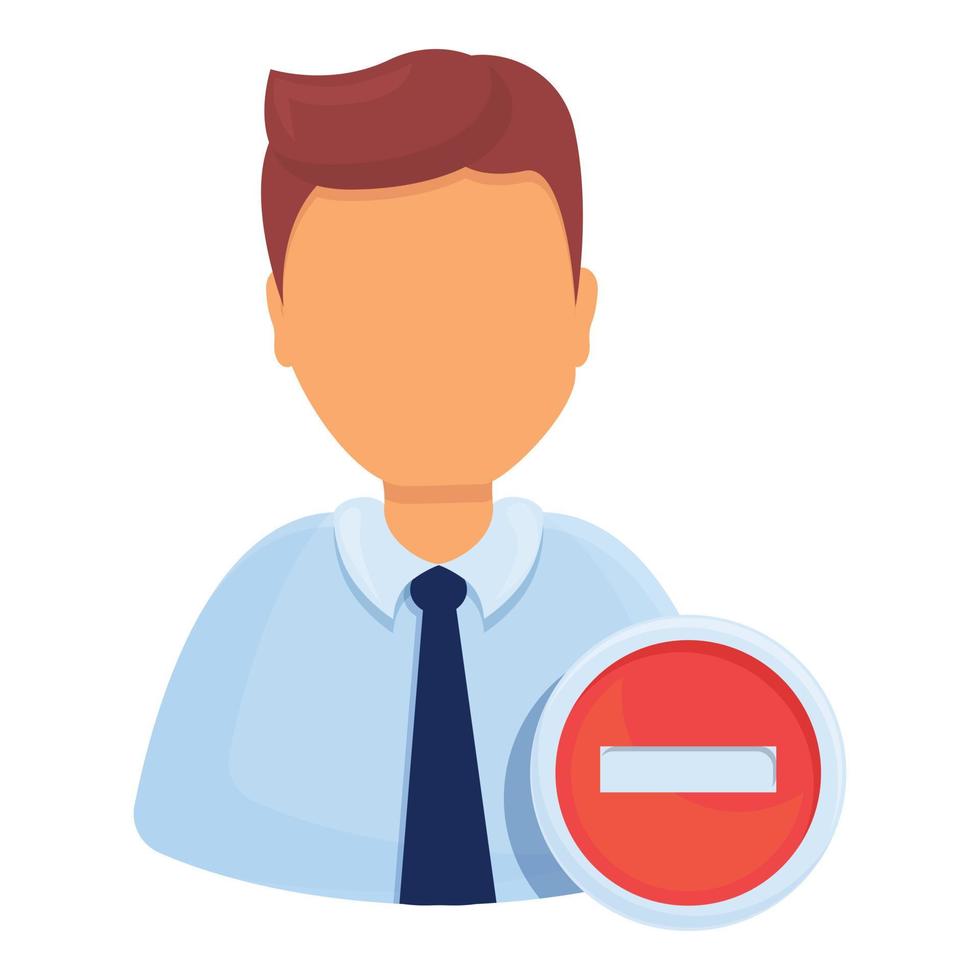 Delete manager user icon, cartoon style vector