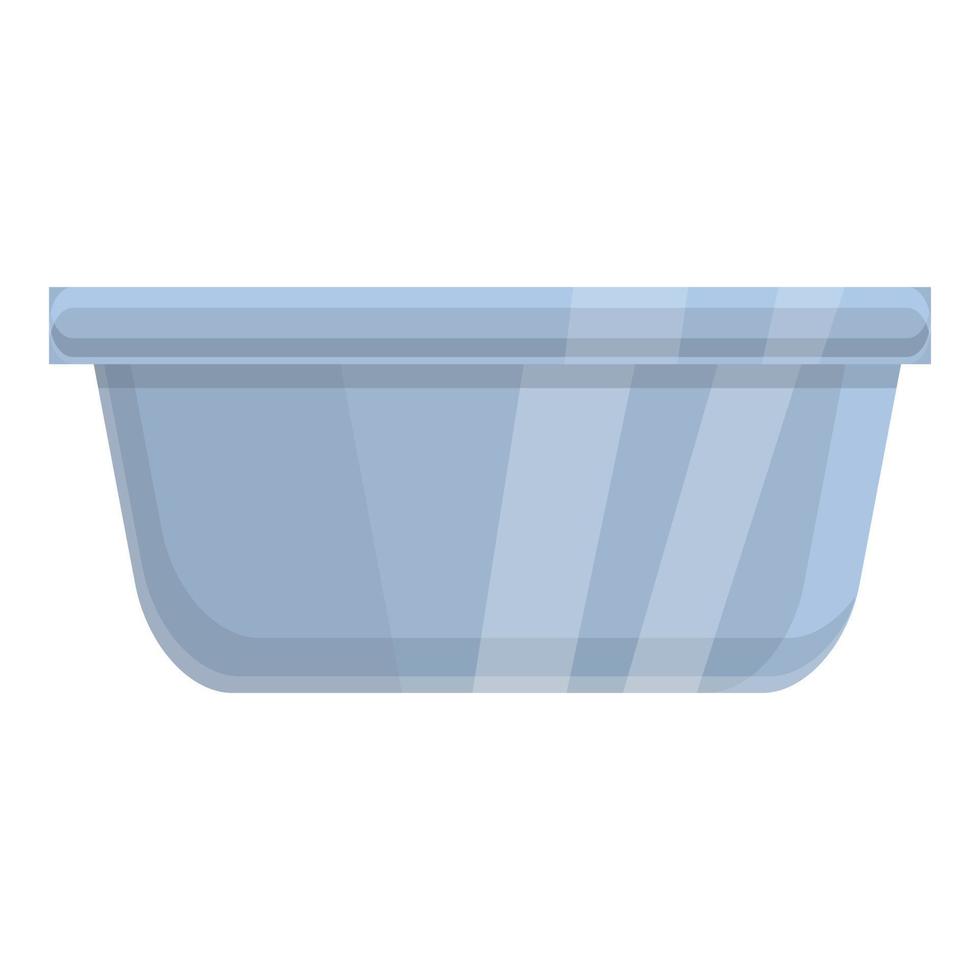 Plastic food container icon, cartoon style vector