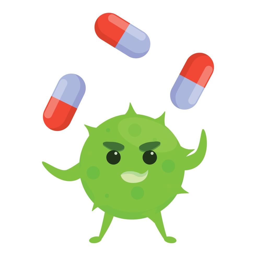 Parasite antibiotic resistance icon, cartoon style vector
