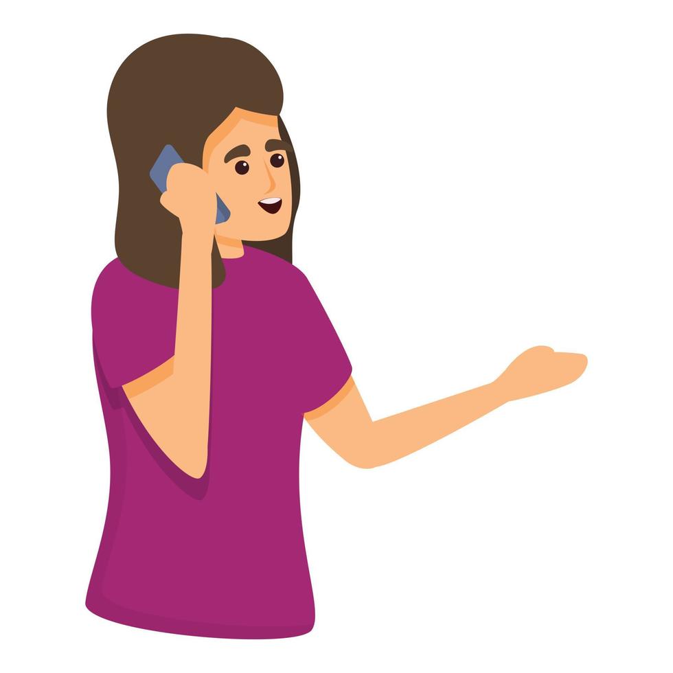 Mother phone call icon, cartoon style vector