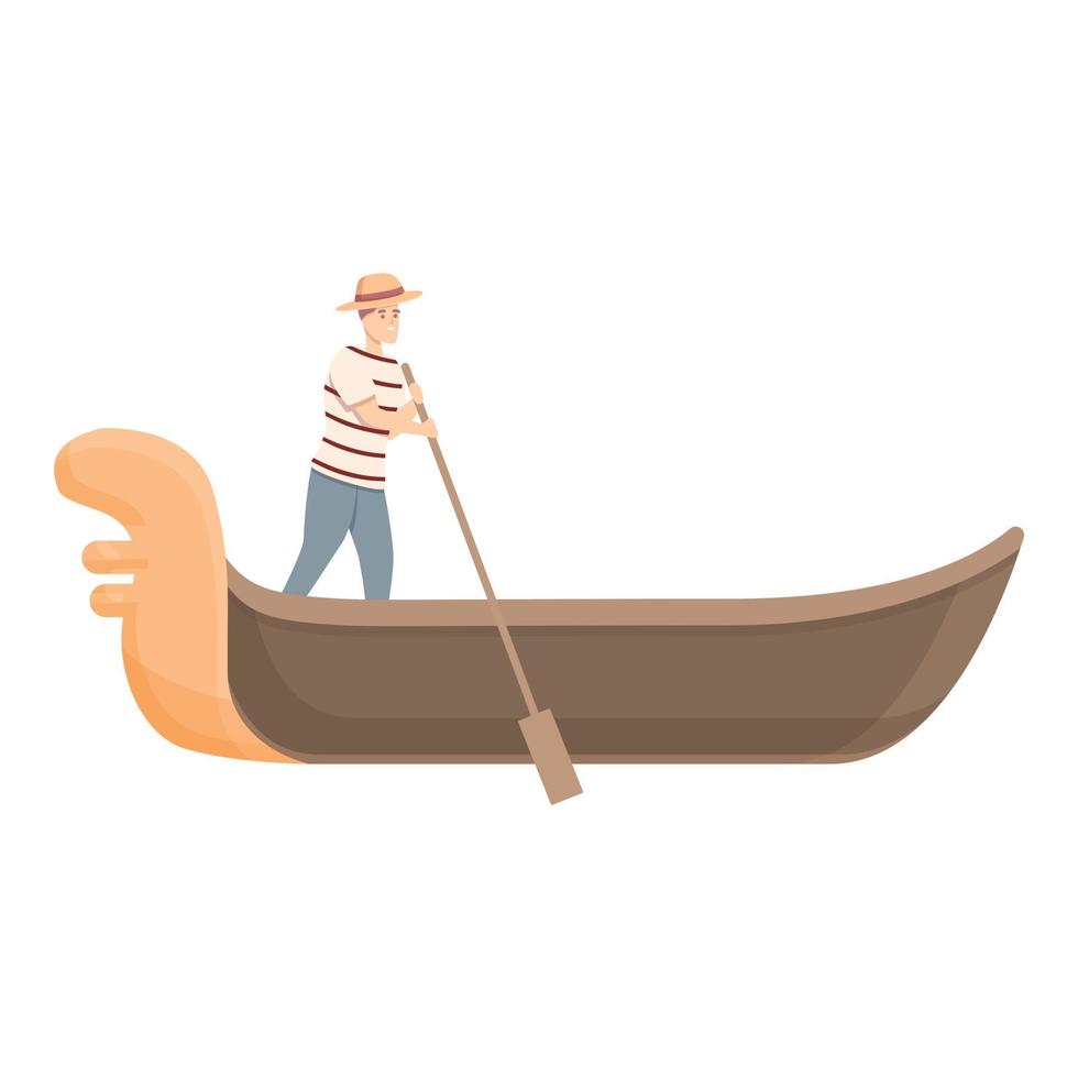 Bridge gondolier icon cartoon vector. Venice gondola vector