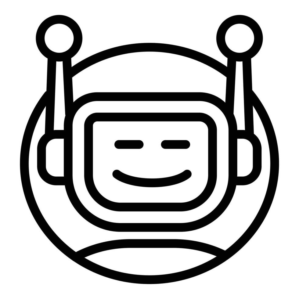 Mobile chatbot icon, outline style vector