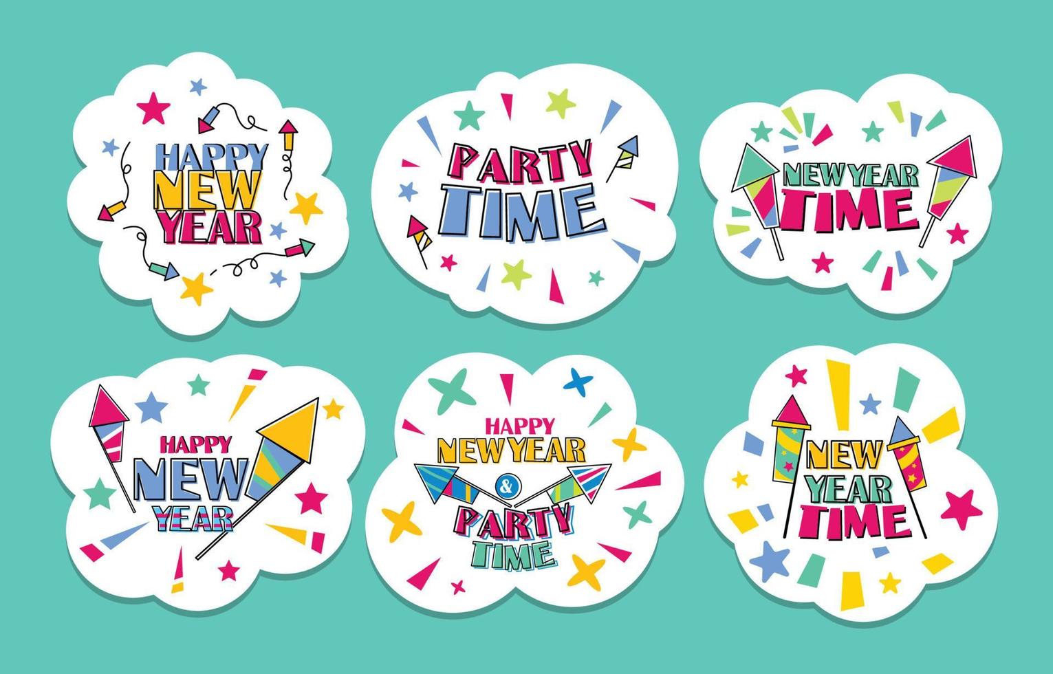 New Year Chat Sticker Set vector