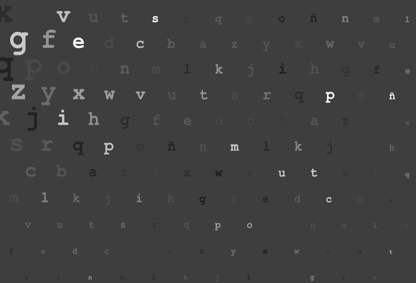 Dark silver, gray vector layout with latin alphabet.