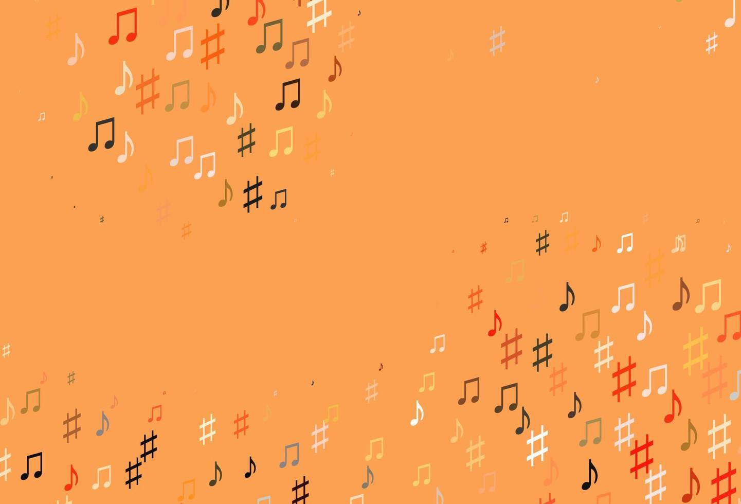 plantilla de vector de color amarillo claro, naranja con símbolos musicales.