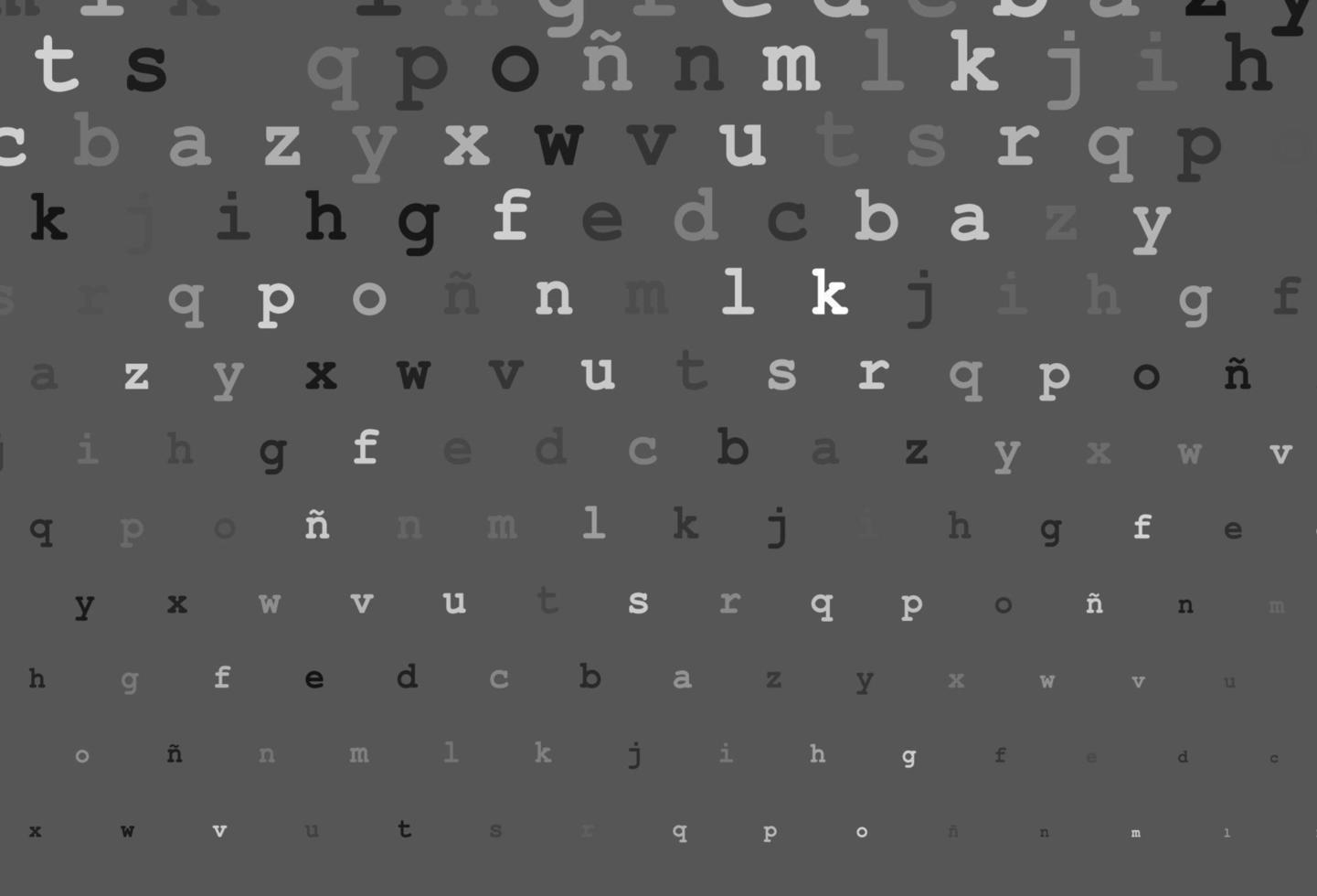 Dark silver, gray vector cover with english symbols.