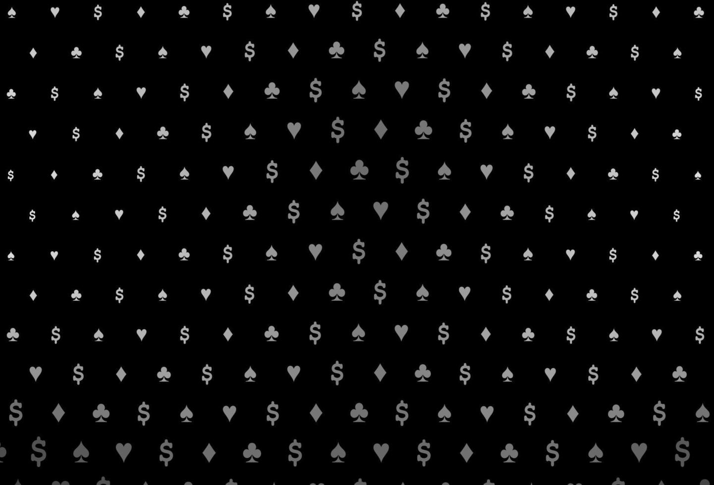 Plantilla de vector gris plateado oscuro con símbolos de póquer.